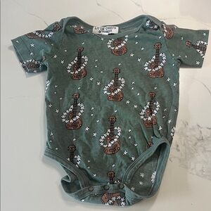Little Chiefs of Hawaii Green Floral Ukulele Baby Onesie